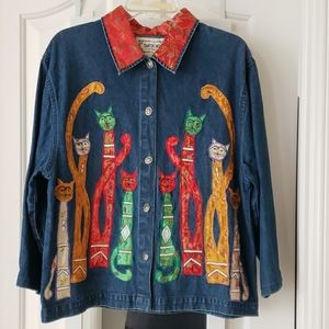 Vintage Unique embroidery jean coat